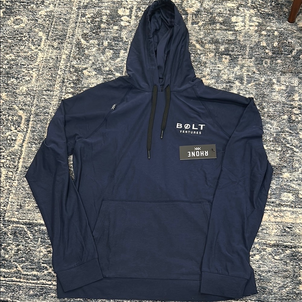 Rhône Blue Pullover Sweatshirt with Hood